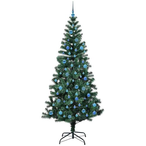 VidaXL Umjetno predsvijetljeno božićno drvce Zelena 240cm PVC i metal Slike