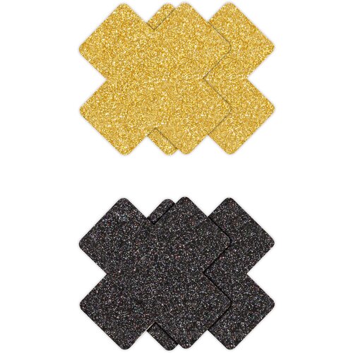 Ns Novelties Pretty Pasties Glitter Cross Black Gold 2 Pairs Slike
