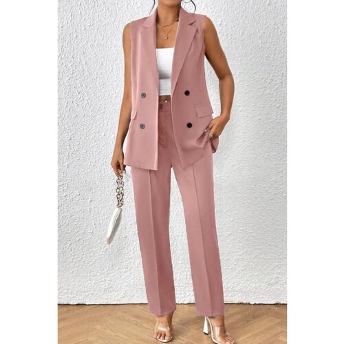 Fenzy Elegantan Komplet Sakoa Bez Rukava I Hlača, Svijetlo Roze Boje Slike