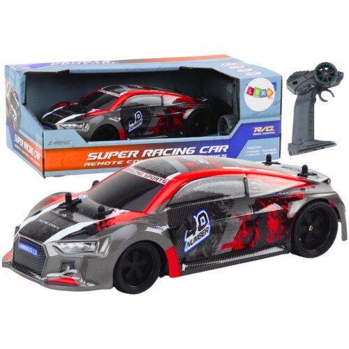  Automobil na daljinsko upravljanje s gumenim kotačima u mjerilu 1:18 DRIFT - crveno/sivi Cene