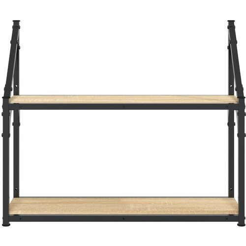  Zidna polica s 2 razine, hrast Sonoma, 60x21x51 cm, inženjerski drvo Slike