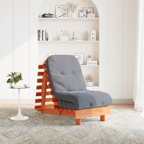  Futon na razvlačenje s madracem smeđi 60 x 206 x 11 cm borovina Slike