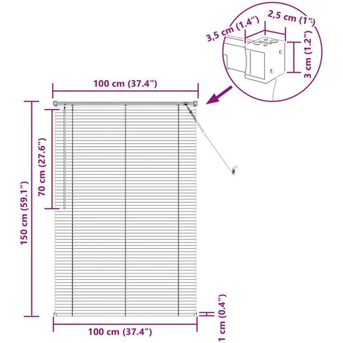  Venecijanska roleta Tamno smeđa s uzorkom 150 x 100 cm PVC - Tamno smeđa 100 x 150 cm Slike