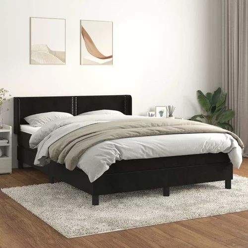  Krevet s oprugama i madracem crni 140 x 190 cm baršunasti