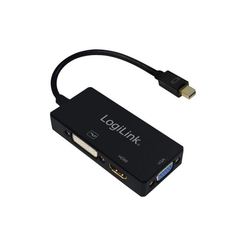 Logilink Adapter [1x Mu&amp;scaron;ki konektor Mini DisplayPort - 1x Ženski konektor DVI, 24 + 1 pol, Ženski konektor HDMI, Ženski konektor VGA] Crn Slike