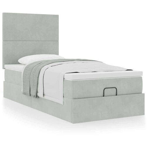 vidaXL okvir kreveta s madracima svijetlosivi 90x200cm baršunasti Cene