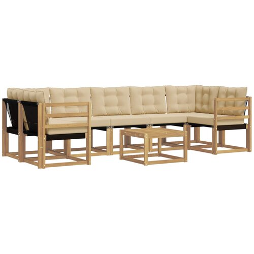 vidaXL Zunanja garnitura za sedenje z blazino 8 pcs Bela in bež, (5000280628) Cene
