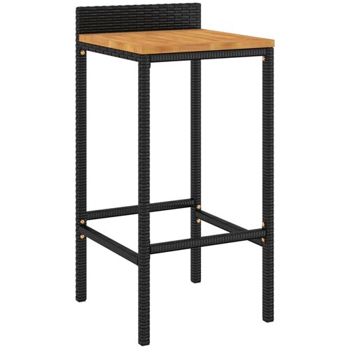  Barski stolci crni 2 kom poliratan i masivno bagremovo drvo Crna 40 x 44 x 86 cm Slike