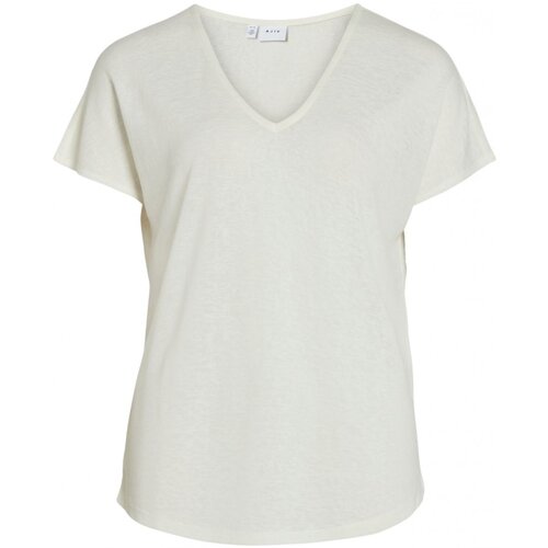 Vila Topi & Bluze Top Amer S/S - Cloud Dancer Bela Cene