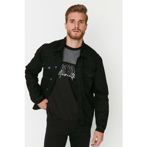 Trendyol Men's Black Regular Fit Denim Jacket Slike