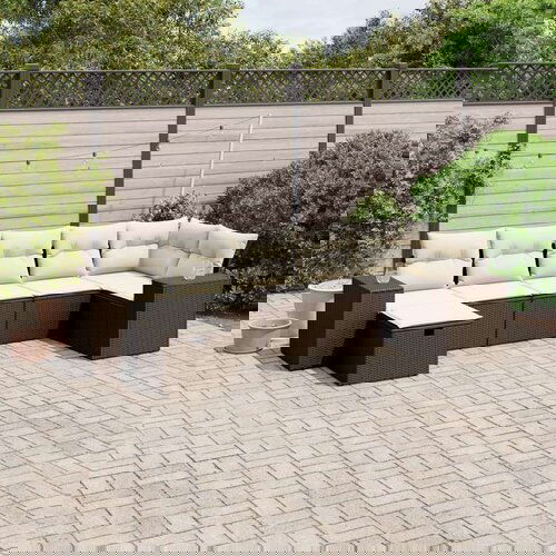 vidaXL 7-dijelni set vrtnih sofa od poliratana s jastucima smeđi Cijene