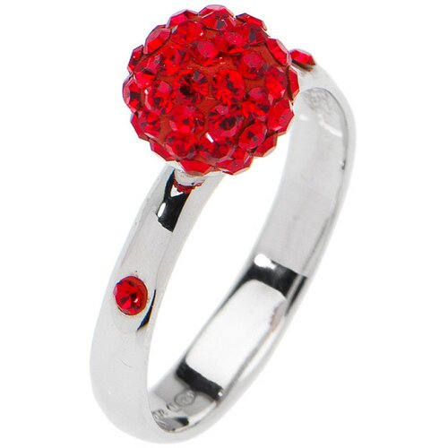Amore Baci kuglica srebrni prsten sa crvenim swarovski kristalom 53 mm Slike
