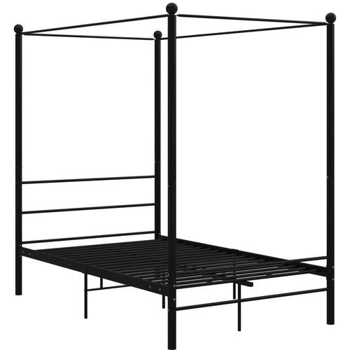  Posteljni okvir z ogrodjem za baldahin črn kovinski 120x200 cm, (20606321) Cene