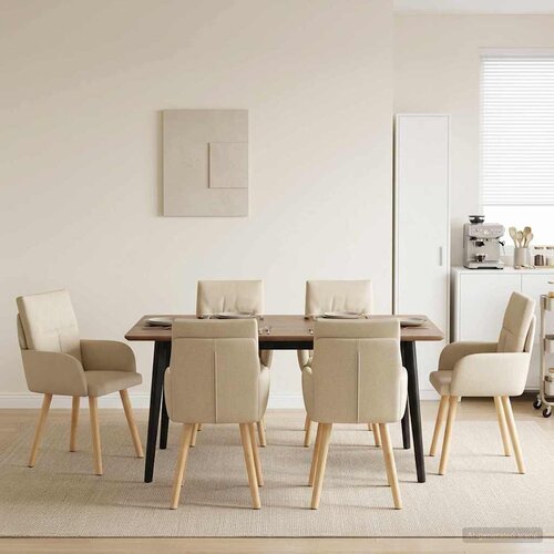  Trpezarijske stolice 4 pcs Tkanina Krem 60 x 56 x 96 cm Cijene