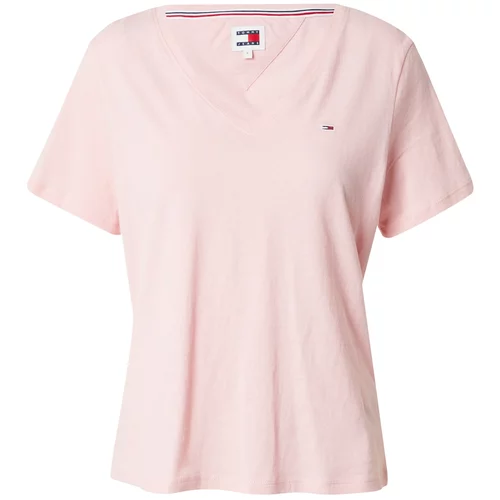 Tommy Jeans Majica mornarska / pastelno roza / rdeča / bela