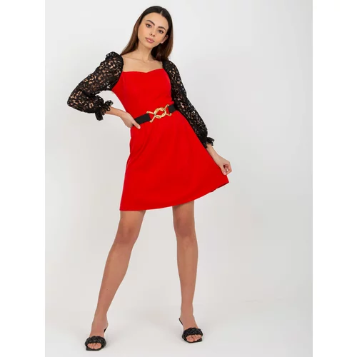 Fashion Hunters Red mini cocktail dress Marbella with belt