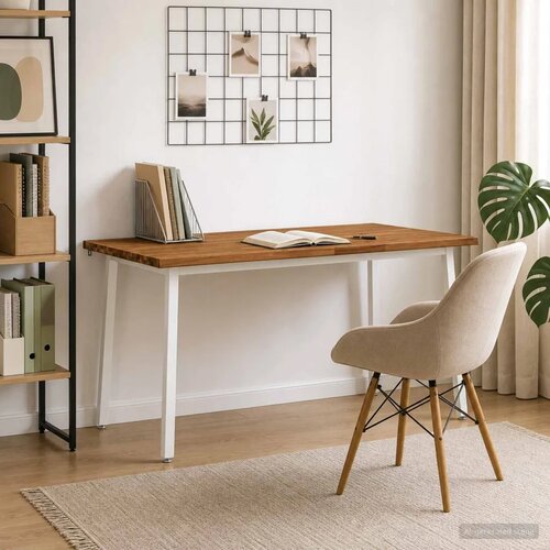  Stol za blagovanje s prirodnim rubom 160 x 70 x 75 cm Prirodna - Prirodna i bijela 160 x 70 x 75 cm Živi rub Slike