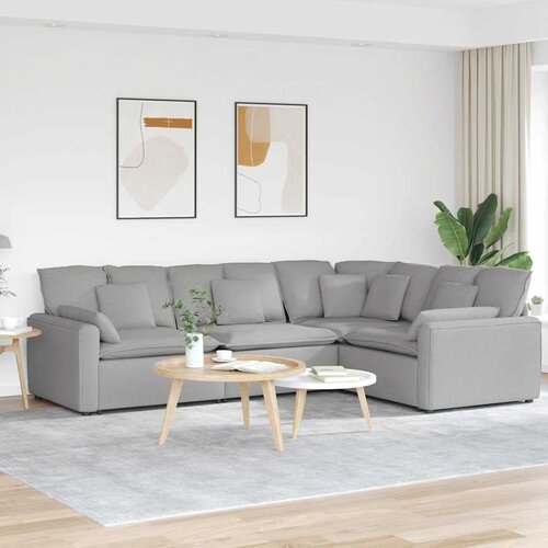  Modularna sofa s jastucima, tkanina, oblak sive boje Siva Slike