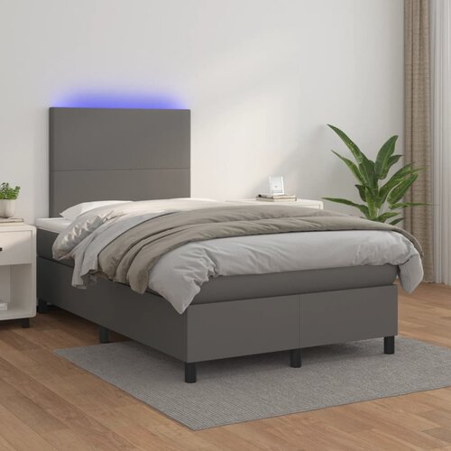 Krevet box spring s madracem LED sivi 120x200cm od umjetne kože Cijene