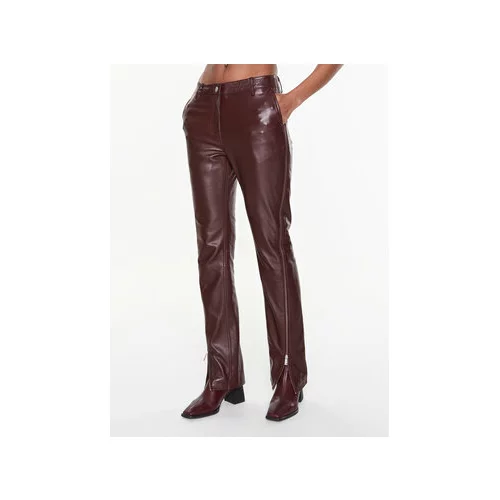 Remain Usnjene hlače Leather Zipper RM2053 Bordo rdeča Straight Fit