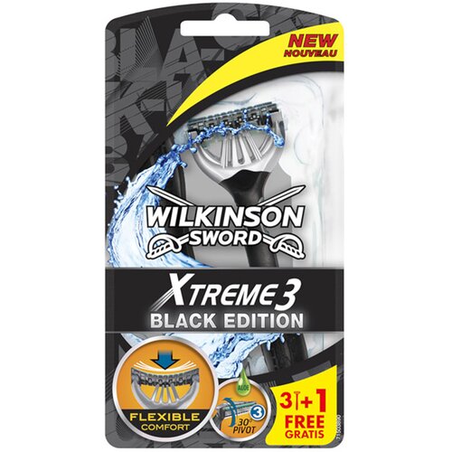 Wilkinson Xtreme 3 Black Edition brivniki za enkratno uporabo za mo&amp;scaron;ke 4 kos Slike