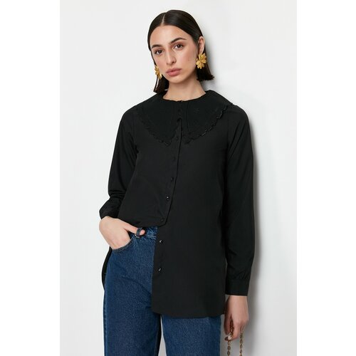 Trendyol Black Baby Collar Cotton Woven Shirt Cene