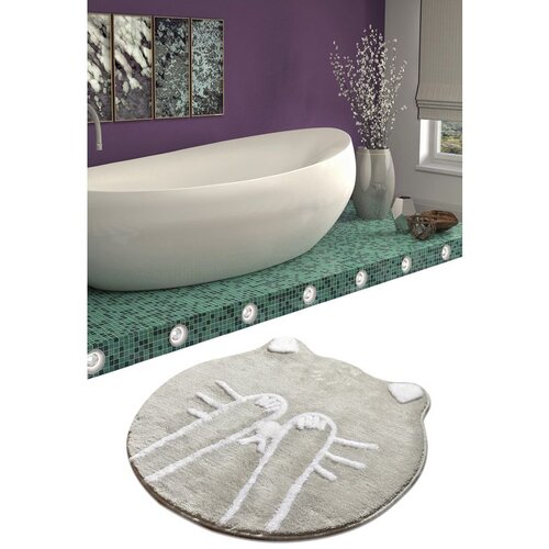  shy cat - grey multicolor acrylic bathmat Cene