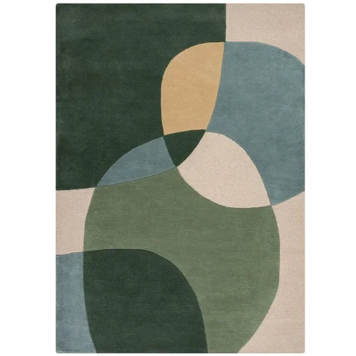 Flair Rugs Zelena ročno tkana volnena preproga 120x170 cm Glow Green & Blue – Flair Rugs Zelena ročno tkana volnena preproga 120x170 cm Glow Green & Blue –