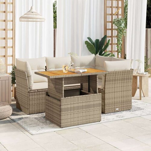 vidaXL 5-dijelni vrtni set sofa s jastucima bež od poliratana Cijene