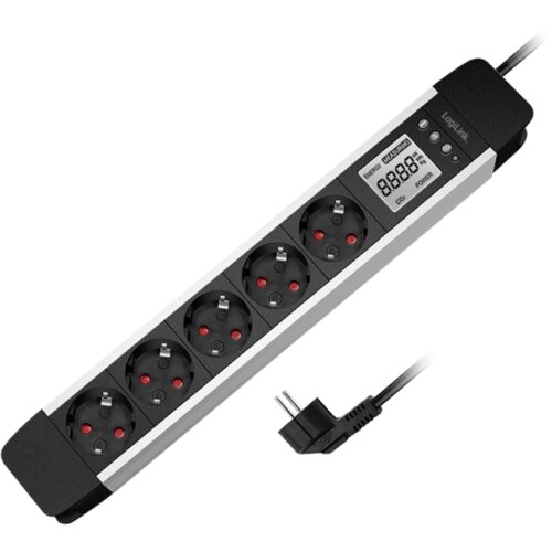 Logilink produžni kabl 5 mesta, LCD displej potro&amp;scaron;nje, aluminijum Slike