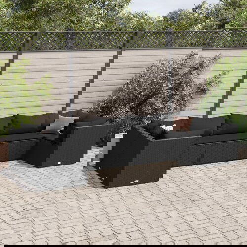 VidaXL 7-dijelna vrtna garnitura od poliratana s jastucima crna Slike