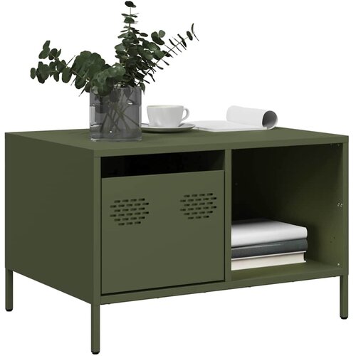 vidaXL Klubska mizica olivno zelena 68,5x50x43,5 cm valjano jeklo Cene