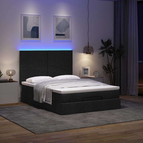 VidaXL Otomanski posteljni okvir z vzmetnico črn 140x200 cm blago Slike