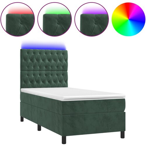 Maison Chic Box spring postelja - Vzmetna postelja z vzmetnico LED tem. zelena 90x200 cm žamet SL22243, (21903342) Slike