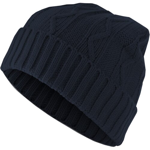 MSTRDS Beanie Cable Flap Hat - Blue Slike