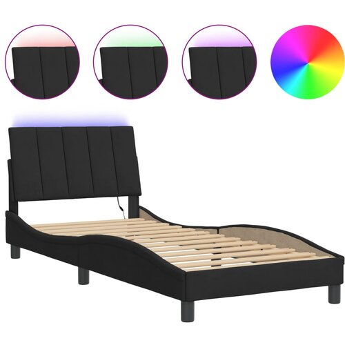 Maison Chic Posteljni okvir - Enojna postelja - Postelja za odrasle z LED lučkami črn 90x200 cm žamet, (21695338) Slike