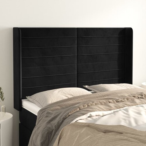  Uzglavlje s u&amp;scaron;ima crno 147x16x118/128 cm bar&amp;scaron;unasto Slike