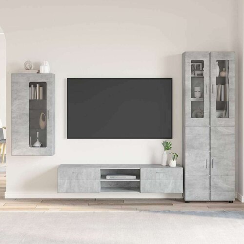  Set TV komoda s ladicama Zidne Betonski sivi Konstruirano drvo Cijene