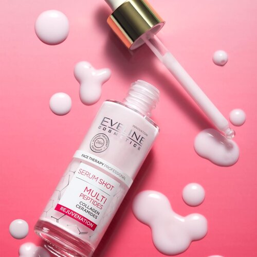 Eveline Serum Shot Multi Peptides pomlajevalni serum za obraz s kolagenom 30 ml Slike