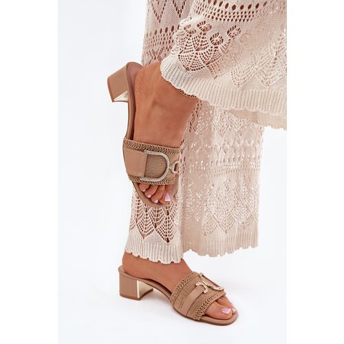 Boto Ladies Heels With Decorative Detail Dark Beige Julinemi Cene