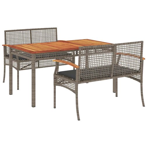  3-dijelni vrtni blagovaonski set sivi od poliratana Siva 140 cm table length Slike