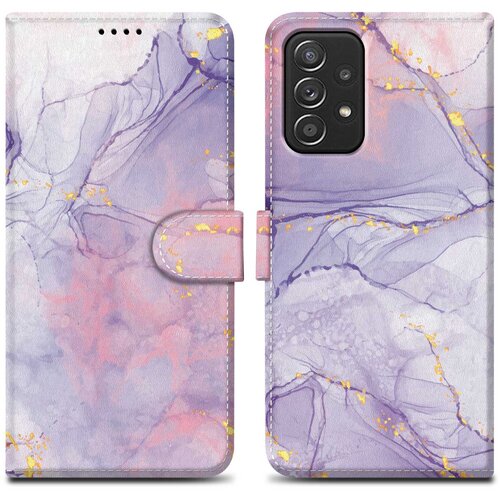  Ohišje, združljiv s Samsungom - Design Pink Purple Marmor št. 5 - Zaščitni pokrov z magnetnim zapiranjem, funkcijo stojala in režo za kartico, (20553435) Cene