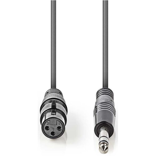 Nedis COTH15120GY50, Nebalansirani audio kabl, XLR 3-pinski ženski, 6,35 mm mu&amp;scaron;ki, Niklovani, 5,00 m, PVC Slike