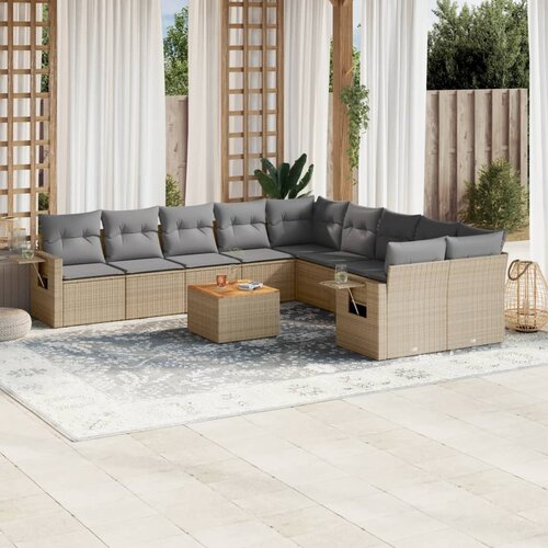 vidaXL 11-dijelni set vrtnih sofa s jastucima bež od poliratana Cijene