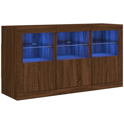 Maison Chic Komoda - Predalnik z LED lučkami dimljen rjav hrast 123x37x67 cm, (21719508) Cene