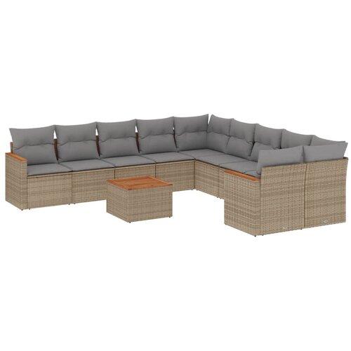  11-dijelni set vrtnih sofa od poliratana s jastucima bež Slike