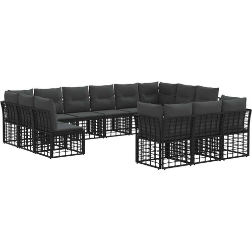  Set vanjskih sofa Crna i tamno siva Poliester - Crna i tamno siva bez stola Cene