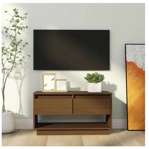  TV omarica medeno rjava 74x34x40 cm trdna borovina
