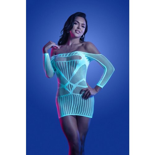 Glow Fantasy Lingerie - Ascension Long Sleeve Dress - White/Blue Cene