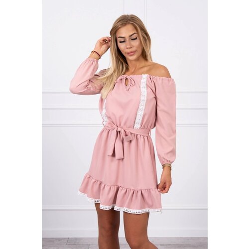 Kesi Off-the-shoulder dress and lace powder pink Slike